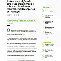 Fuses e aquisies de empresas em mnimos de trs anos. Americanos reduzem em 28% negcios em Portugal